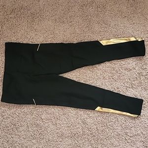 WodBottom Black & Gold Full Length Leggings Women's L